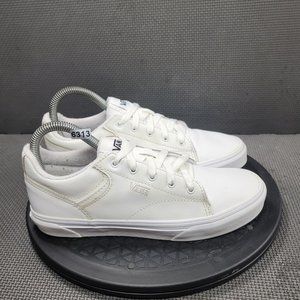 Vans Seldan Shoes Womens Sz 6.5 White Leather Low Top Skate Sneakers